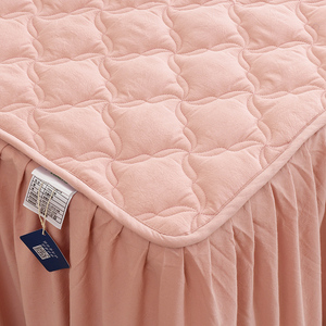 纯棉床裙单件100全棉加厚夹棉床罩床裙款纯色高端床裙罩2024新款