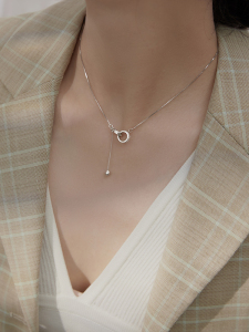 宝格丽925双环项链女纯银流苏锁骨链女小众设计轻奢配饰简约冷风