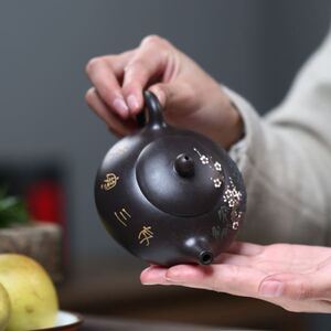 优集家居郝发成黑金砂岁寒三友紫砂壶踏奇精选清砂壶影抖音同款4