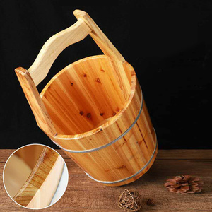 木质足b疗中药装水桶水汇桑拿温泉手提桶拎水桶木瓢影视道具