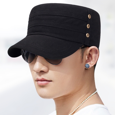 军帽子中年男帽春秋单帽平顶s帽冒了男新款遮阳太阳帽男土休闲防