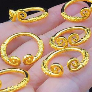 黄金紧箍咒活口戒指情侣款黄金对戒男士女士99周大福周大生周六福