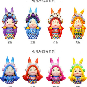 吉兔坊兔爷十二生肖创意软陶兔儿爷可爱车载治愈系装饰品生日摆件