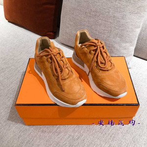 代购hermes/爱马仕 2021新款复古拼色休闲系带老爹鞋跑鞋男女同款
