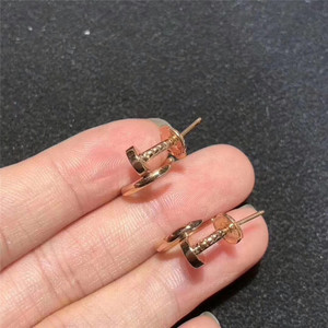 钉子耳钉18k玫瑰金卡地亚小号无钻大号带钻经典款男女情侣耳环