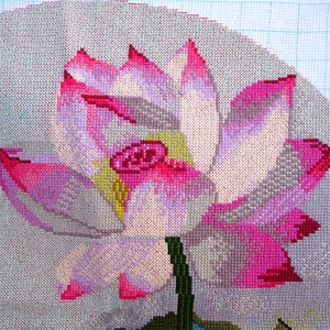 成品十字绣荷花莲花