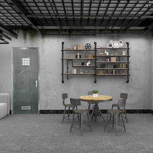 定制复古工业风灰色水泥墙壁纸服装店直播间背景台球厅健身房墙纸