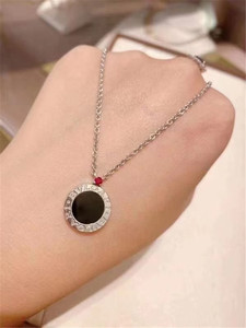 正品代购bvlgari/宝格丽 新款镶嵌字母logo百搭气质纽扣项链吊坠