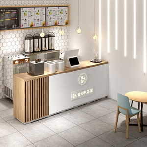 奶茶店吧台收银台转角店铺小型前台接待台收银桌柜台简约现代定制