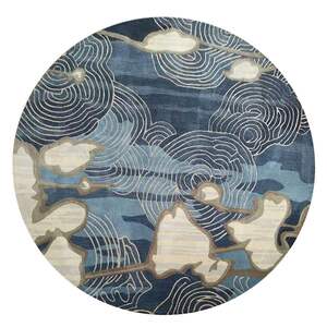 高档新中式圆形地毯中国风水墨禅意进口羊毛客厅餐厅卧室床边茶室