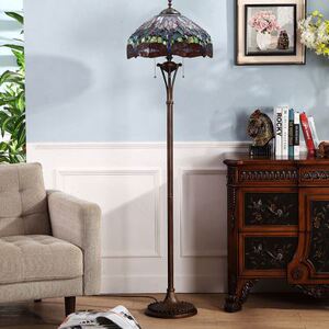宜轩欧式客厅卧室落地灯咖啡店复古创意田园艺术琉璃遥控书房立灯