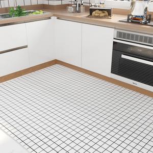 pvc厨房地垫防滑防油防水耐脏满铺地板垫子可擦免洗皮革格子地毯