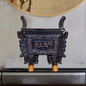 杨廷玺《鼎立天下》河南陶瓷艺术大师钧瓷四足方鼎
