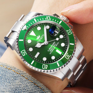 爵琴机械手表表男绿水鬼绿水怪运动潜水表男士正品十大品牌机械表