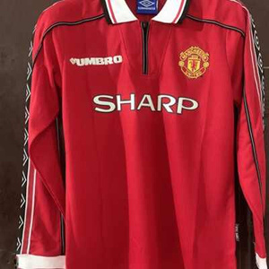 9899赛季曼联三冠王吉格斯复古球衣主场长短袖足球服7号贝克汉姆