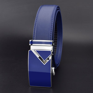 官网正品lvАfgН蓝色皮带自动扣男士真皮腰带学生2021新款个性潮