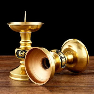 黄铜蜡烛中式烛台家用供奉铜焟腊蜡台台纯铜一对插蜡供佛拜神复古