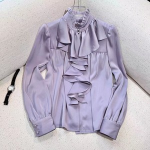 【抖音同款】2022秋冬款【国岳姚总专享】  立领不规则荷叶边衬衫