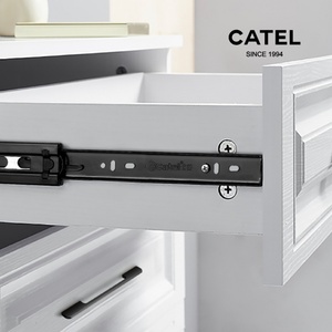 卡特抽屉三节轨阻尼缓冲滑轨黑色静音三节导轨橱柜电脑桌托盘架轨