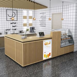 奶茶吧台柜一体l型转角奶茶店专用定做咖啡定制柜台甜品店收银台