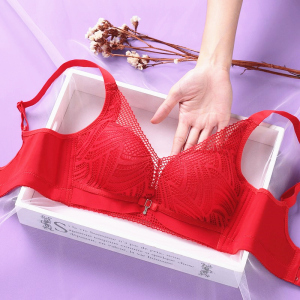 罗丽丝官方旗舰店大红色蕾丝内衣女小胸聚拢上托中厚款收副乳调整