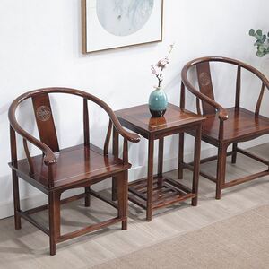 茶椅子主人椅实木圈椅中式仿古茶台泡茶围椅太师椅圈椅单人官帽椅