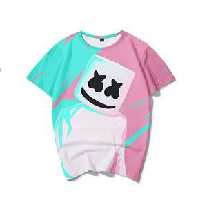 雄拓marshmello周边 棉花糖dj电音衣服短袖t恤男女ins情侣装半袖