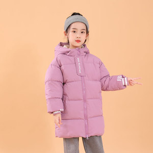 笛莎冬季新款儿童羽绒棉服男童女童加厚保暖中长款外套中大童棉衣
