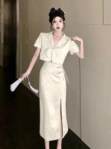 新中式国风炸街甜酷旗袍套装女夏季小个子穿搭一整套高级感两件套
