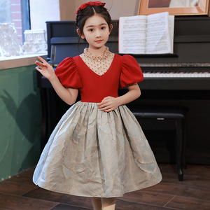 儿童礼服女宝宝周岁生日洋气娃娃领学生合唱指挥表演服装高端0人付款