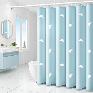 卫生间防水高档洗澡间浴帘布浴室挂帘免打孔套装l隔断门帘子卫浴