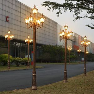 LED欧式复古景观庭院灯3米4米双头三头四头五头小区景区公园灯具