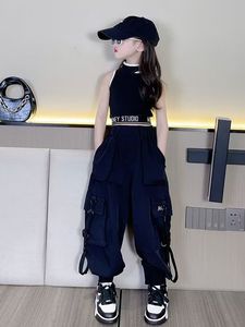 巴­拉巴­拉女童洋气套装2024春夏季新款中大童韩版修身背心嘻哈灯