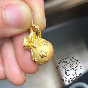 香港六福珠宝专柜正品足金福气福袋钱袋吊坠项链坠礼物