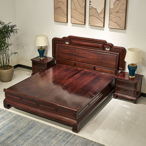 家具国标红木红酸枝实木床米双人床绒毛黄檀卧室家具大脚婚