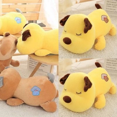 新款毛绒玩具小黄狗柔软可爱布偶娃娃睡觉长条抱枕车饰小狗公仔.
