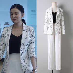 小舍得宋佳南俪同款衣服女春季新款修身气质通勤印花西服外套西装