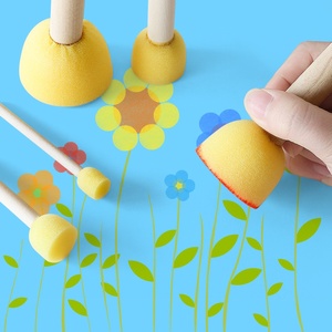 画泡工拓印刷海绵头儿q童画幼儿园沫具蘑菇章绵棒印海美术棒颜料