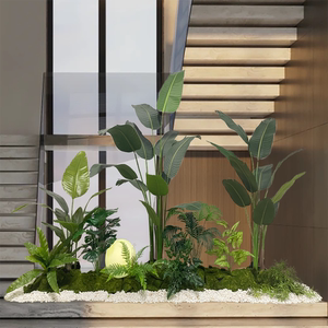 仿真绿植橱窗造景热带假植物景观装饰室内玄关楼梯下场景花艺布置