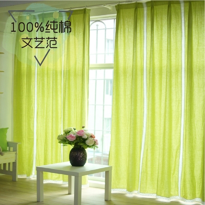 草绿色麻布窗帘