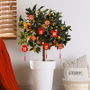 新年红色年装饰盆栽国潮吊饰小挂饰室内发财树年桔盆景立体镂空