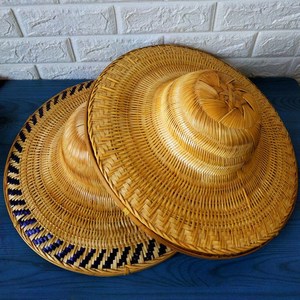 越南竹帽竹编中山大檐圆顶遮阳男斗笠舞蹈装饰钓鱼帽户外出游遮阳