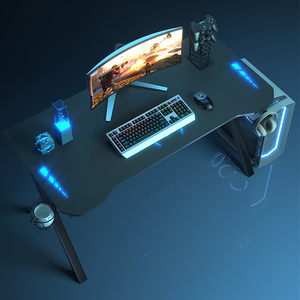 电竞桌电脑桌台式家用手摇手动升降专业rgb炫酷碳纤维科技感桌椅