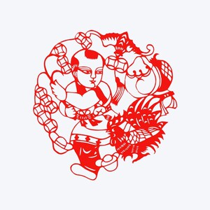 胖娃娃幼儿园元旦剪纸窗花手工贴纸专用民间中国风 动物结婚墙贴