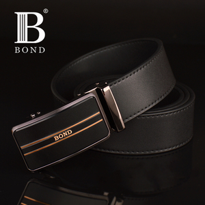 bond宾利世家男士真皮自动扣皮带青年商务时尚轻奢光面bond腰带