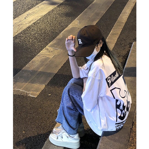 正肩t恤短袖女宽松韩版潮oversize夏季设计感小众白色甜酷上衣ins