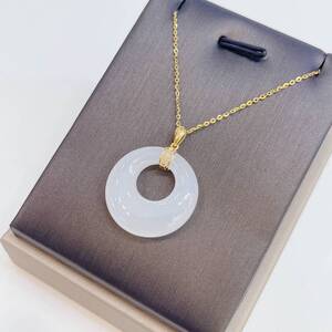 【预售】玉即珠宝g18k金扣和田玉(羊脂玉)平安扣吊坠