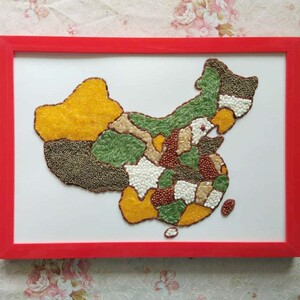 益智儿童五谷杂粮diy贴画幼儿园手工材料包趣味亲子活动中国地图