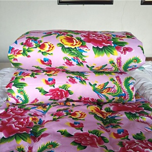 东北大花布凤凰牡丹老式包边被子棉被褥面结婚用传统手工棉花喜被