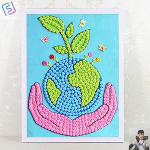 儿童8开k小学生a3幼儿园手工作品纽扣画diy材料制作创意粘贴扣子